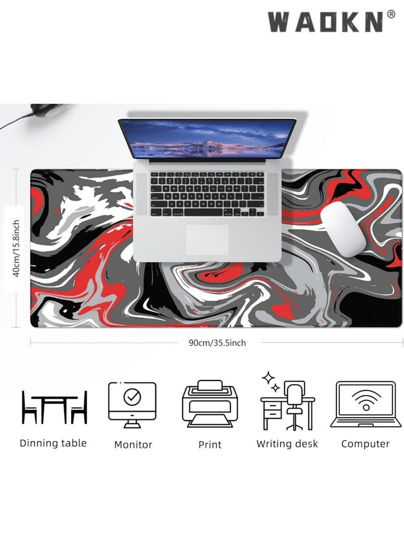 WAOKN - Anti-Skid Mousepad Large Keyboard Mouse Pad Desk Mat,Extended Contour Mouse Mat for Home and Office, Large Gaming Mousepad Laptop Keyboard Mat with Non-Slip Rubber Base, Stitched Edges(900x400mm) - Image 1