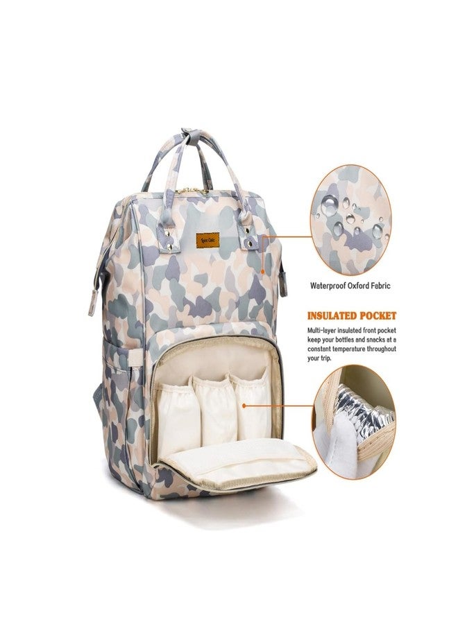 Laee cute Premium Diaper Bag for Mothers | Spacious Waterproof Backpack with Multiple Pockets to Easily Organise Baby Essentials Diaper Backpack(Unicon Print) (grey to cream) - Image 2