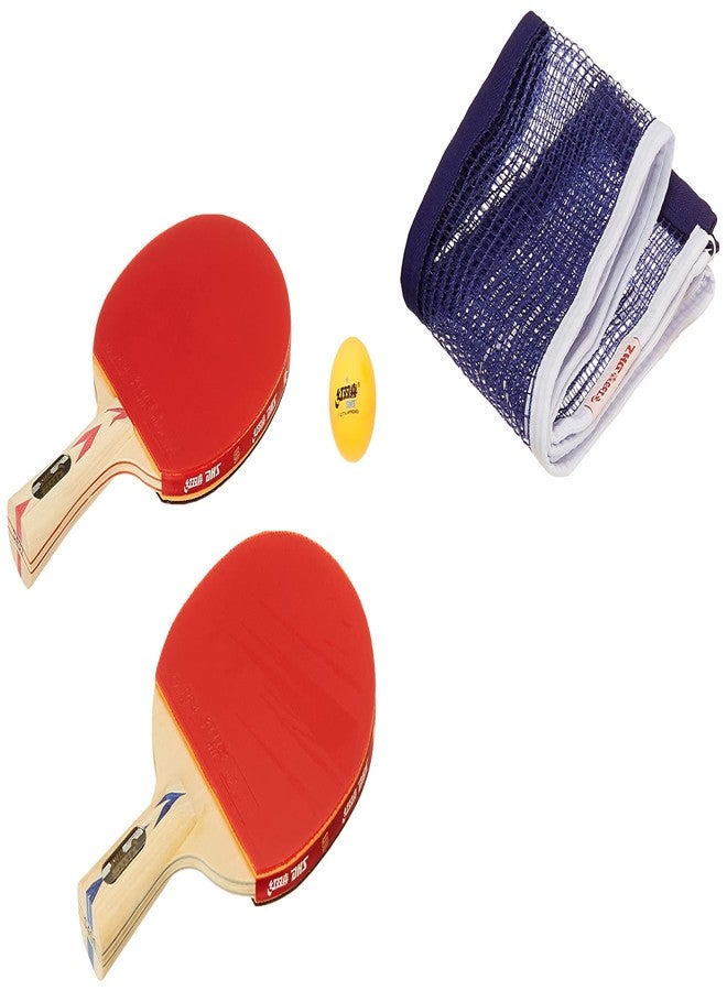 DHS Wood Tennis Bat S-S4F2 With TT Ball 40MM 2 STAR ORANGE (20 Pcs Box) And TT NET 409 - Image 3