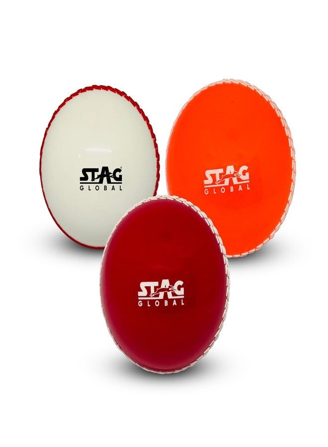 STAG GLOBAL Cricket Balls - Pack of 3 | High Visibility PVC Balls for Practice & Training | Soft, Durable & Lightweight for All Surfaces (Cricket Balls P-3) - Image 1