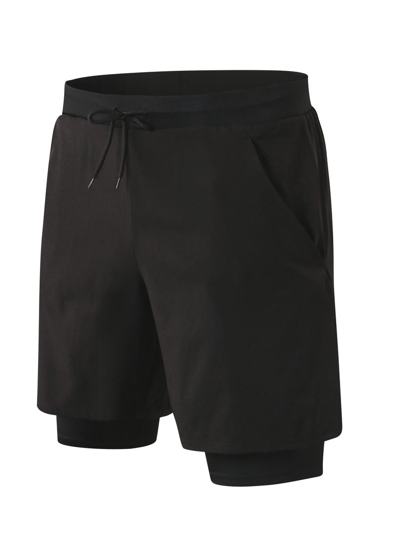 Loquat Men Quick Dry Breathable Elastic Shorts Black  - Image 1