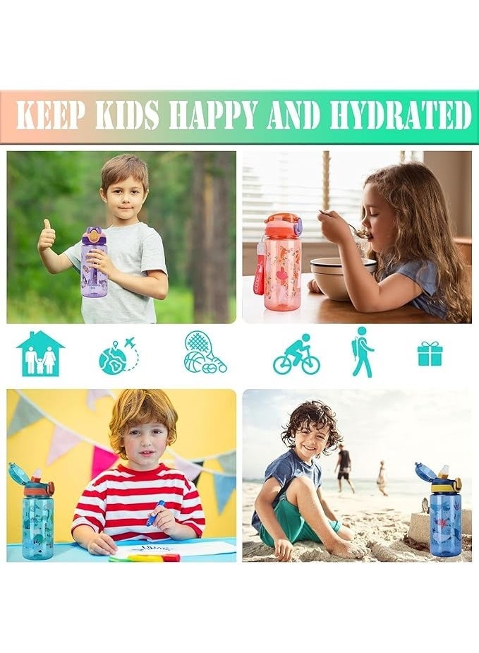 Portable Kids Water Bottle for School or Travel, 600ml Durable Plastic Water Bottle with Silicone Straw and Pop-Up Spout Cover, BPA Free & Dishwasher Safe, Sport Bottle for Girls Boys (Orange) - Image 4