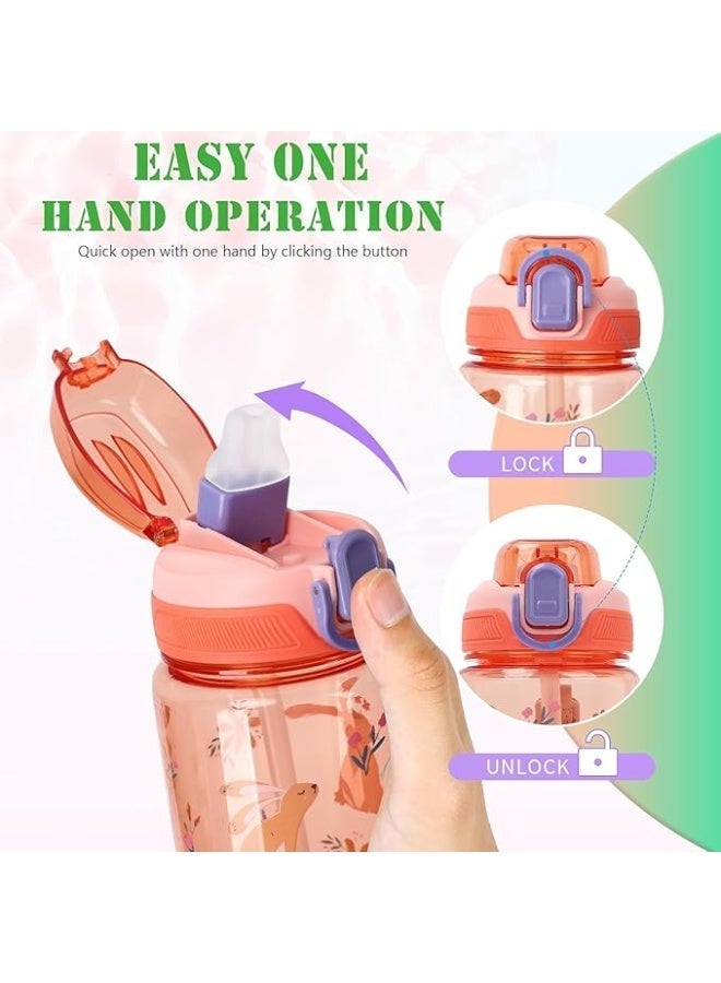 Portable Kids Water Bottle for School or Travel, 600ml Durable Plastic Water Bottle with Silicone Straw and Pop-Up Spout Cover, BPA Free & Dishwasher Safe, Sport Bottle for Girls Boys (Orange) - Image 3
