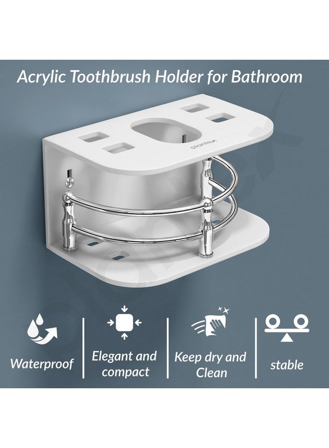 Plantex Acrylic Tooth Brush Holder/Stand/Tumbler for Bathroom Accessories for Home (7-inch; White) - Image 2