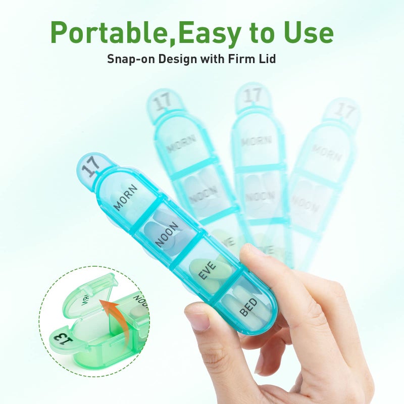 Odaro Monthly Pill Organizer 4 Times a Day, 30 Day Pill Organizer, Monthly Pill Box 4 Times a Day Organizer, Portable Pill Case Organizerï¼ˆRainbowï¼‰ - Image 3