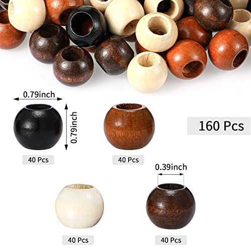 Quzzil 160 Pieces Large Hole Barrel 20mm Diameter 10mm Hole Wooden Beads Natural Wood Macrame Loose Spacer Unfinished Craft Spacer Hair Braid Beads for DIY Crafts Jewelry Bracelet Making - Image 2