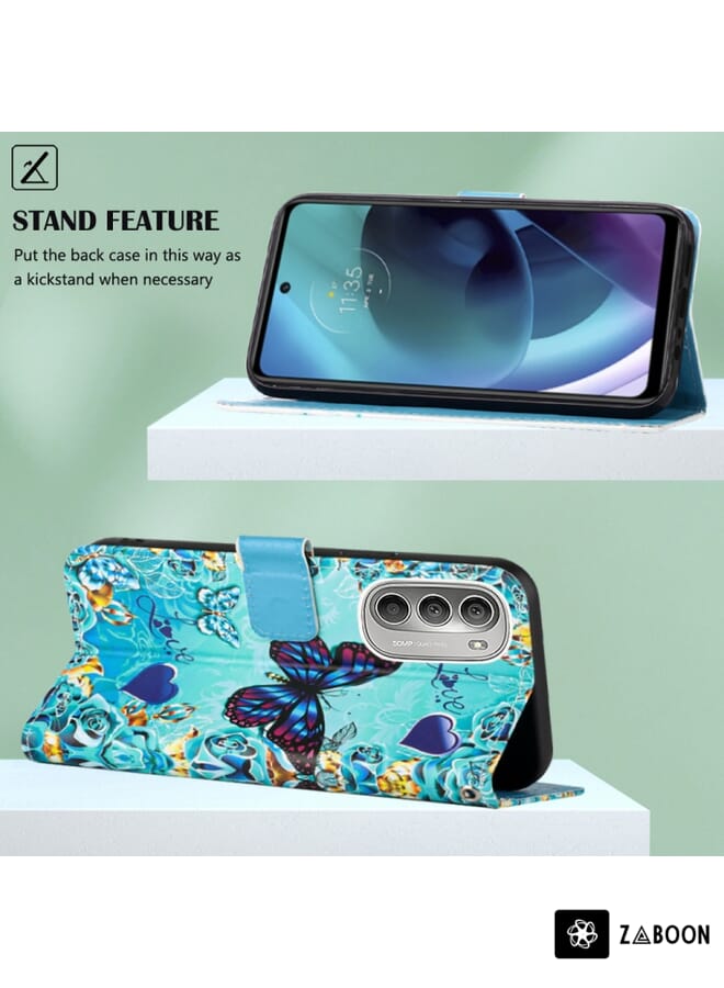 زبون غطاء حماية لهاتف موتورولا موتو G51 5G، مصنوع من الجلد المنسوج السادة برسومات ملونة - Image 5