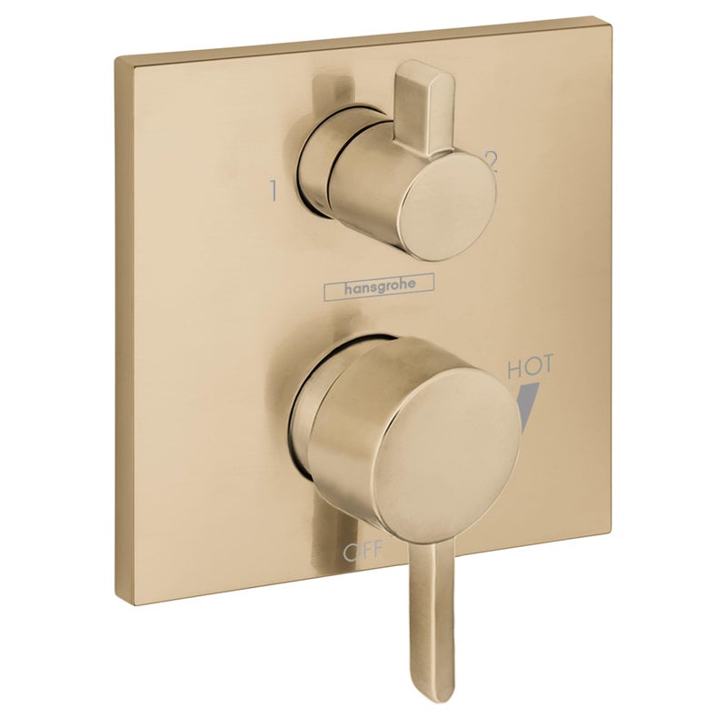 hansgrohe Ecostat Modern Pressure Balance Shower Valve Trim with Diverter in Brushed Bronze 15862141