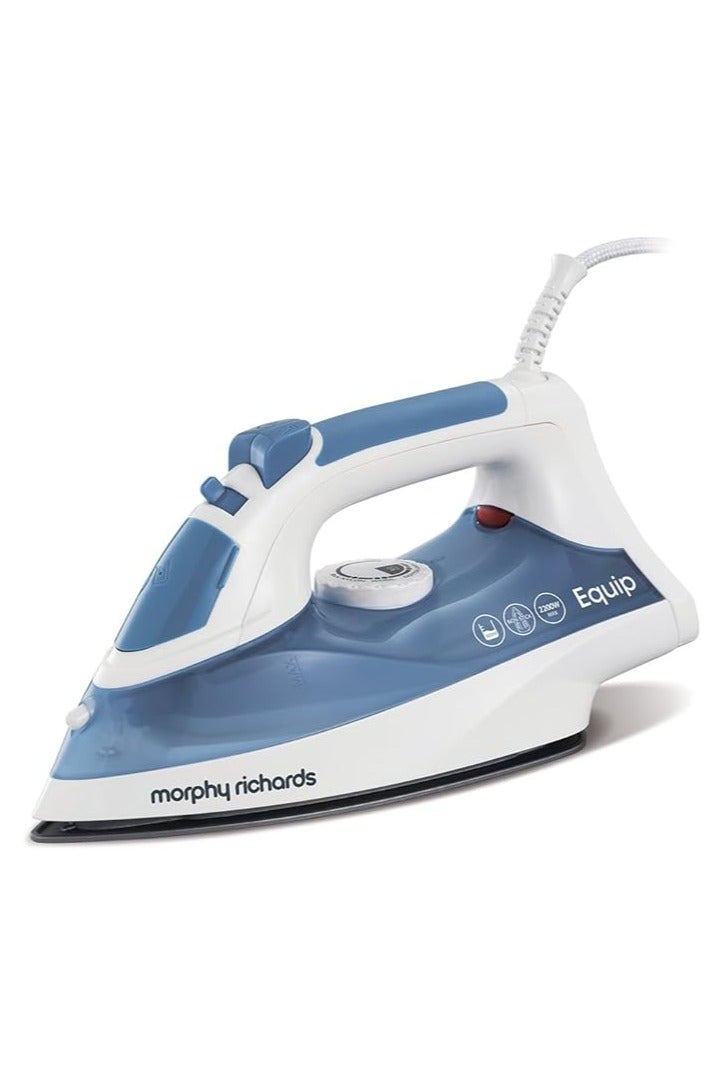 مورفي ريتشاردز مكواة بخارية بقدرة 2200 واط - قاعدة غير لاصقة، بخار مستمر، دفعة بخار، خزان سعة 300 مل، رش الماء وتنظيم السلك - أزرق/أبيض - Image 1