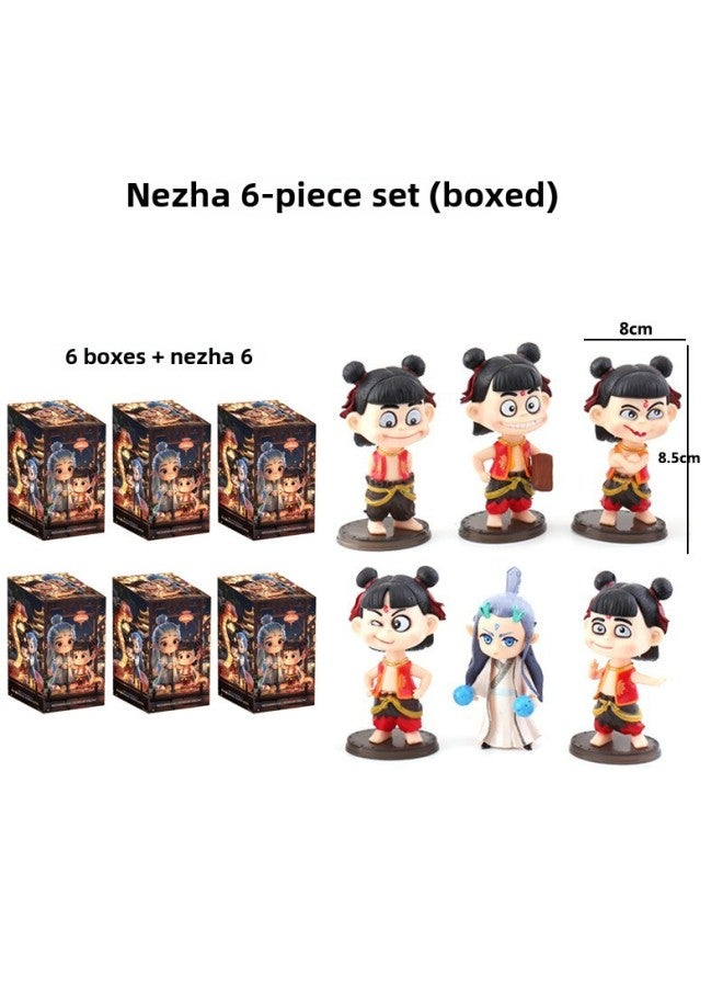 Boxed That Hand-held A B Popular Concave C Movie With Model Ornaments Hand-held Doll Factory-Colour:Nezha 6-piece Set (boxed) (pvc) - Image 1