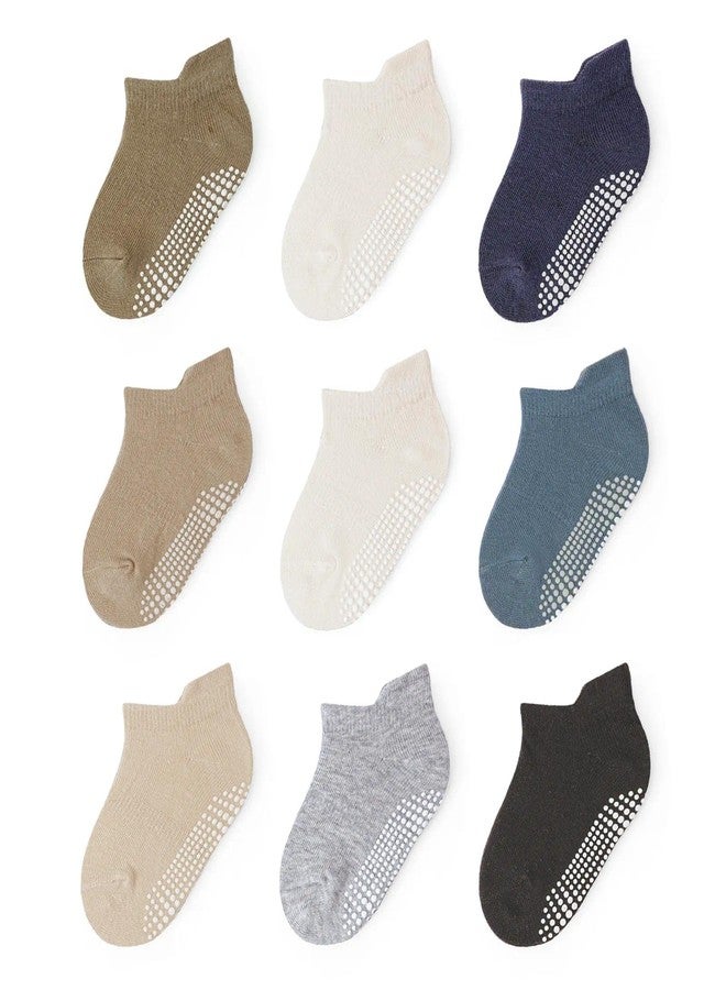 Bearbay 9 Pairs Toddler Non Slip Ankle Socks with Grippers Boys and Grils Cute Comfy Cotton for Infant Baby 6 Months-5 Years - Image 1