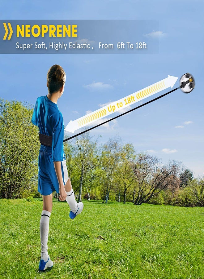 Y&D Soccer Training Equipment for Kids Adults Kick Throw Control Skills Solo Practice Aid Adjustable Waist Belt with Upgraded Leather Fixation Perfect Beginners Practicing Assist Set - Image 3