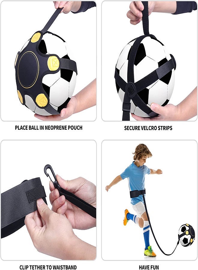 Y&D Soccer Training Equipment for Kids Adults Kick Throw Control Skills Solo Practice Aid Adjustable Waist Belt with Upgraded Leather Fixation Perfect Beginners Practicing Assist Set - Image 2