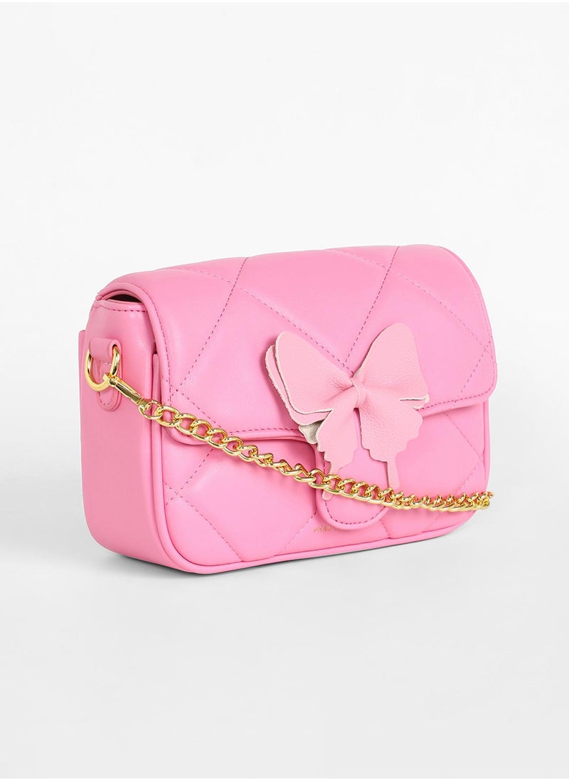 Haute Sauce The Quilted Butterfly Shoulder Bag - Barbie Pink  - Image 5