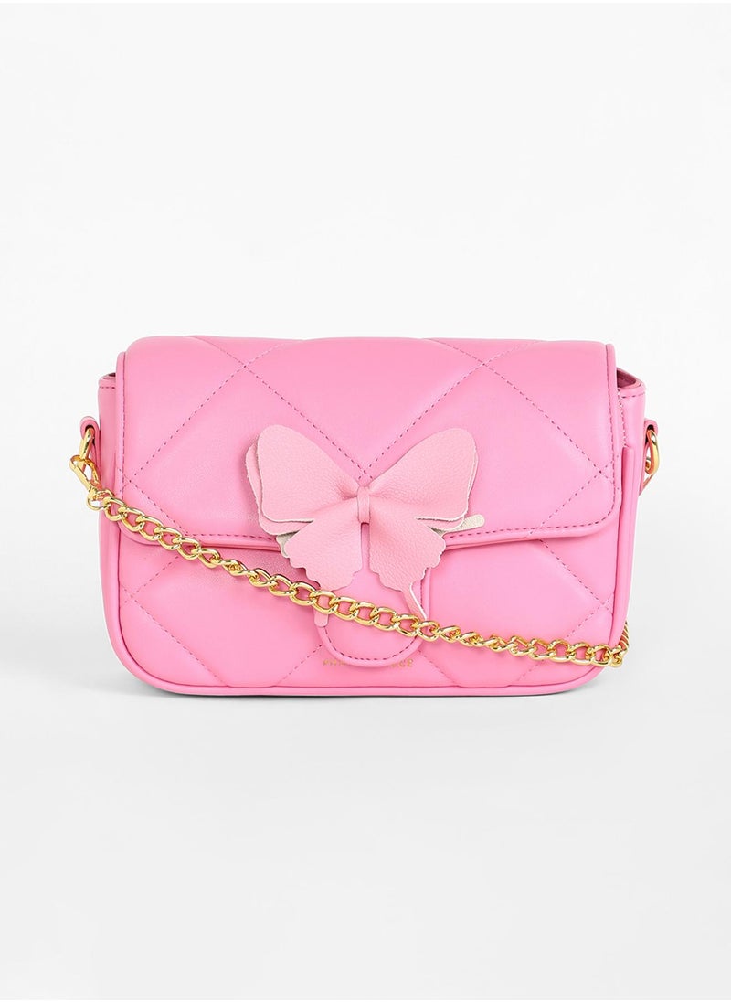 Haute Sauce The Quilted Butterfly Shoulder Bag - Barbie Pink  - Image 4
