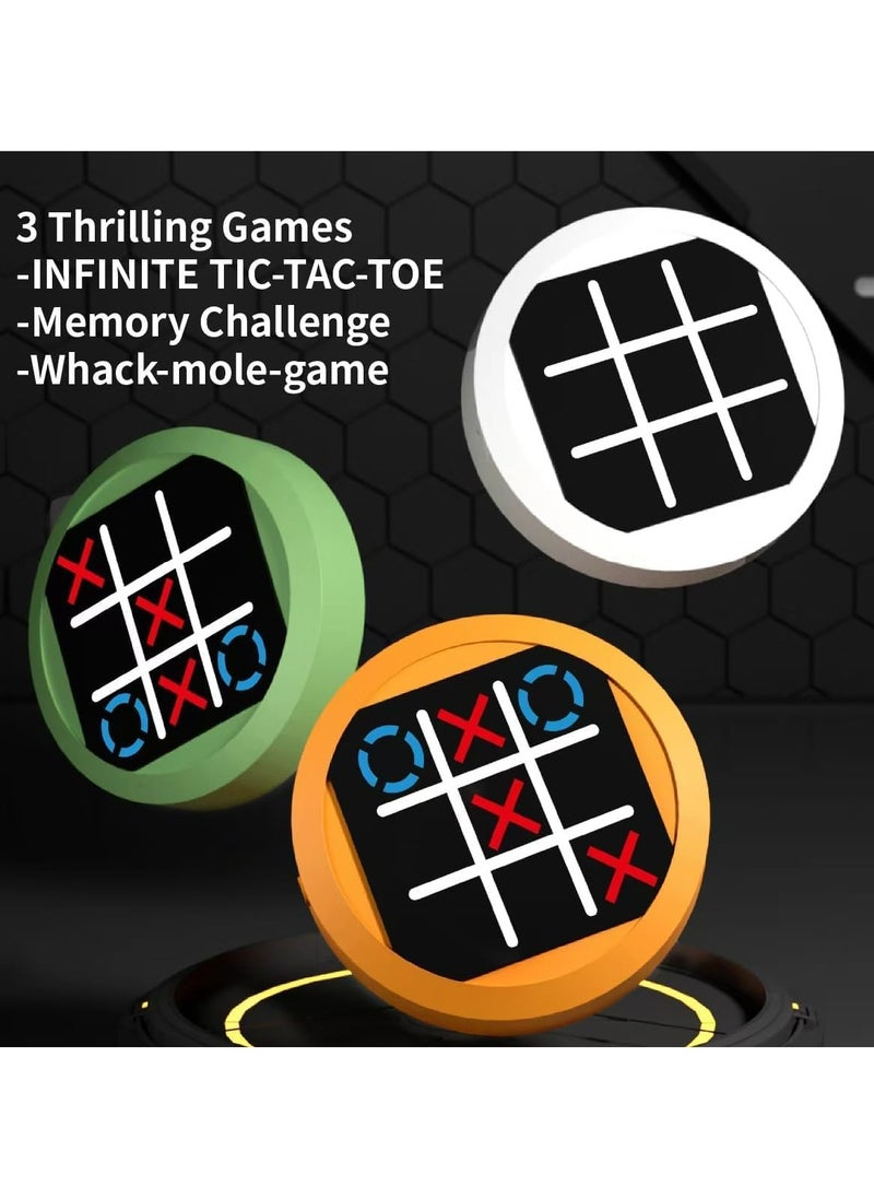 Dominy 4-in-1 Mini Tic Tac Toe Bolt Game, Electronic Handheld Game Puzzle Board Games Console Brain Training Includes Tic Tac Toe, Memory Flash, Whack-a-Mole Family Fun Travel Games for Kids Adult (GREEN)  - Image 4
