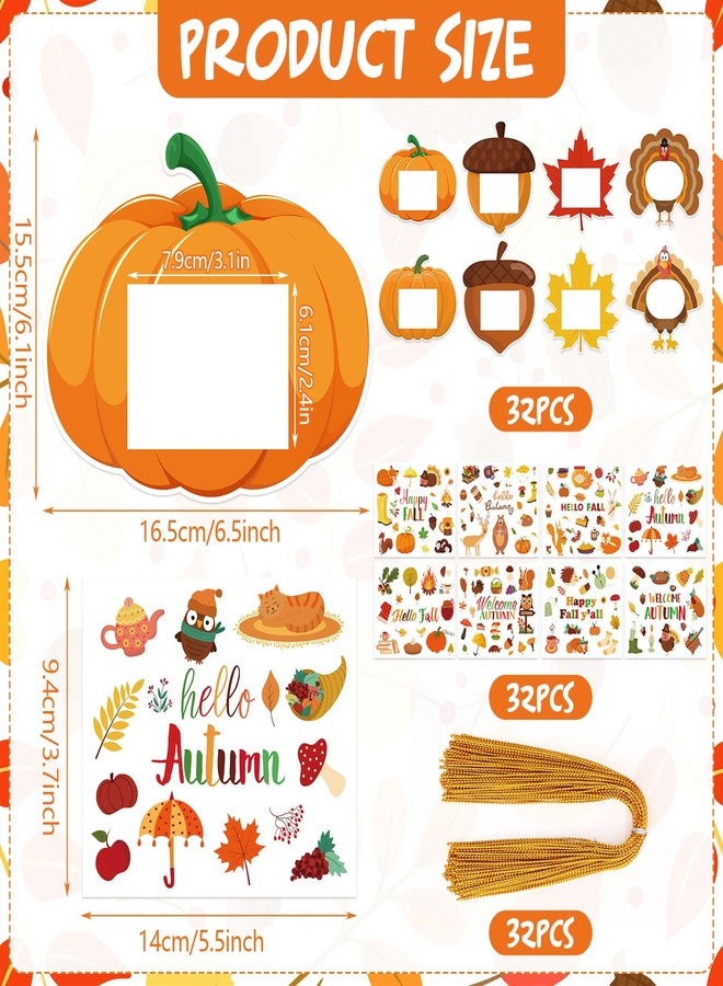 JULBEAR 32 Sets Fall DIY Picture Frames Craft Kit for Kids, Autumn Thanksgiving Day Pumpkin Picture Frame Crafts Photo Frame Craft for Home Class Party Decorations Art Activity - Image 2