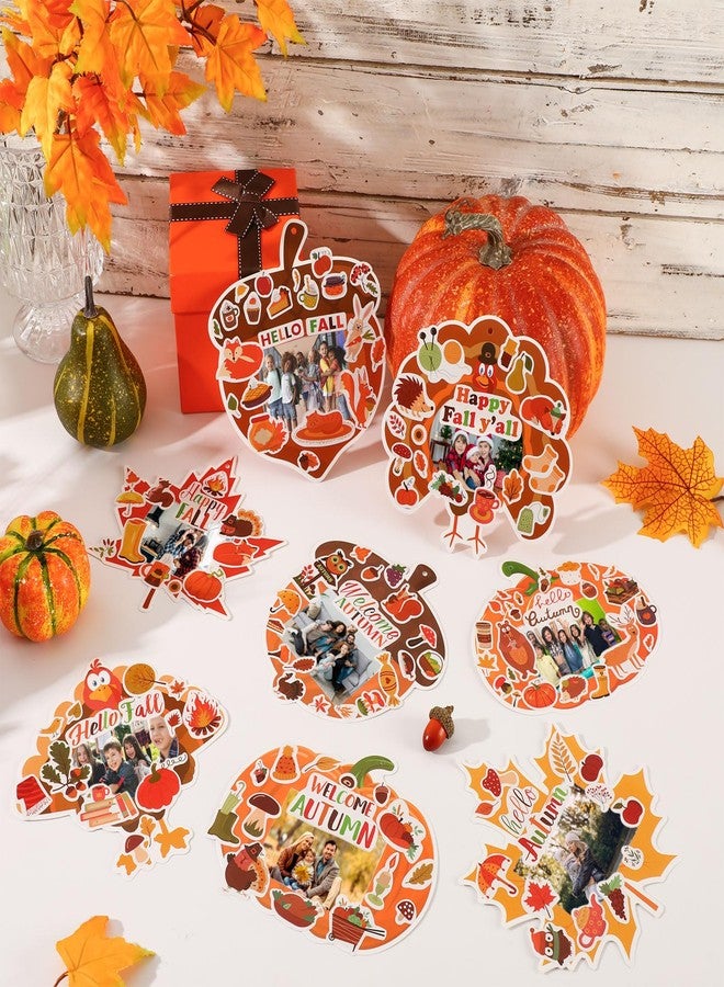 JULBEAR 32 Sets Fall DIY Picture Frames Craft Kit for Kids, Autumn Thanksgiving Day Pumpkin Picture Frame Crafts Photo Frame Craft for Home Class Party Decorations Art Activity - Image 4