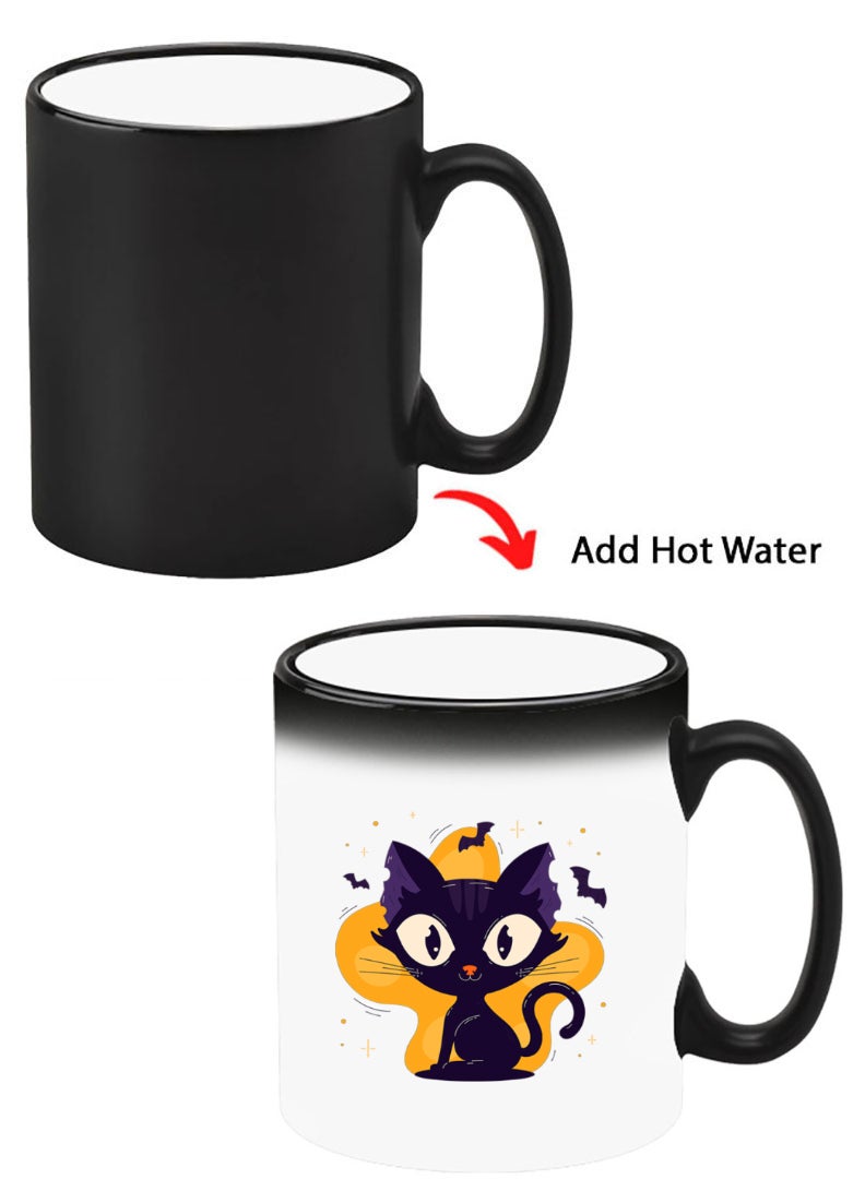Theodor Color Changing Heat Sensitive Ceramic Mug, Image Revealed When HOT Liquid is Added! Black Cat Halloween - Image 1