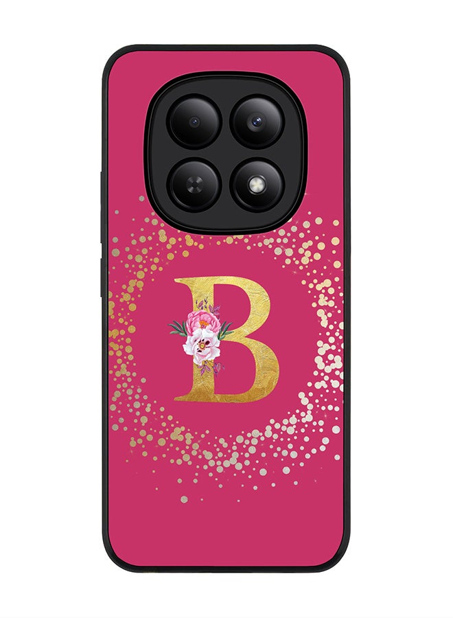 For Xiaomi Redmi Note 15 4G Case,Slim fit Camera Protection, Shockproof Thin Phone cover  - Custom Monogram Floral - B ( Deep Pink )