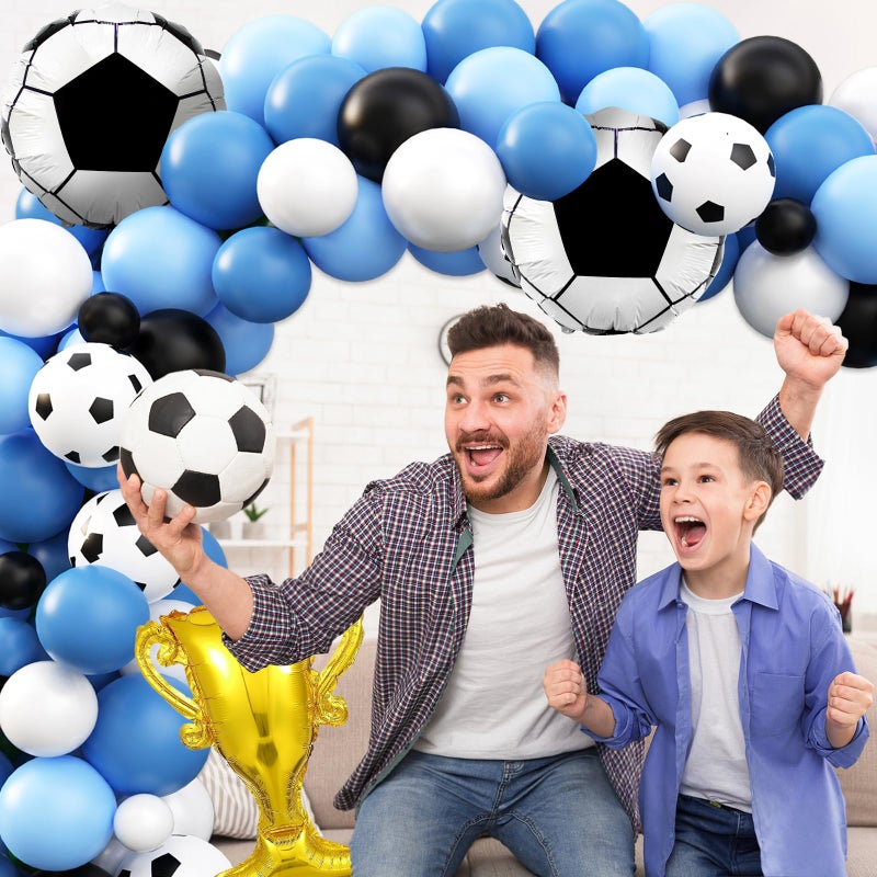 REDWORD Soccer Birthday Party Decorations, 97Pcs Soccer Party Decorations with Balloons Happy Birthday Backdrop Soccer Tablecloth and Cake Toppers for Soccer Party Supplies - Image 5