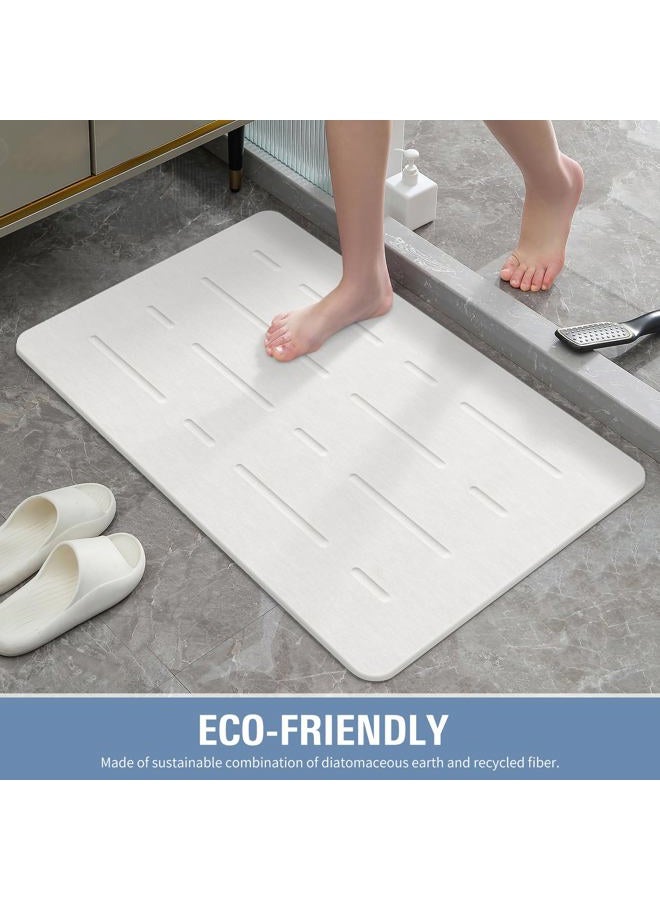 OTHWAY Large Stone Bath Mat, 32"x 20" Diatomaceous Earth Bath Mat for Bathroom Quick Drying Absorbing, Long Non-Slip Diatomite Hard Stone Shower Mat Instant Dry(White Grey) - Image 4