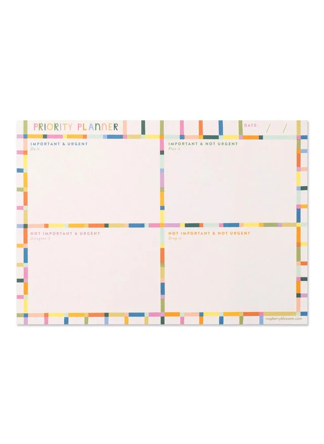 Raspberry Blossom Check Grid Priority Planner