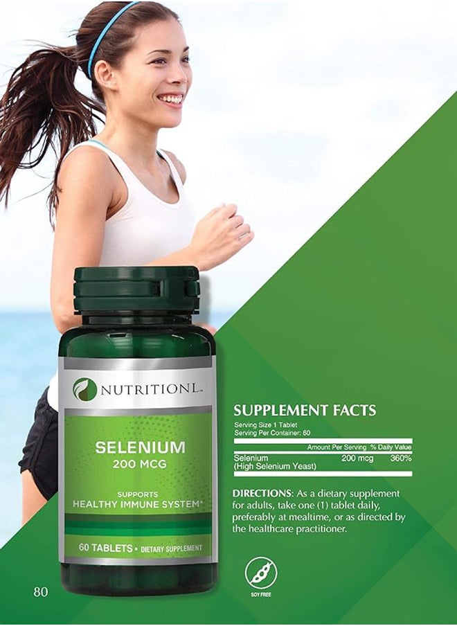 NUTRITIONL - Selenium 200 Mcg Dietary Supplement Supports Healthy Immune System 60 Tablets - Image 1