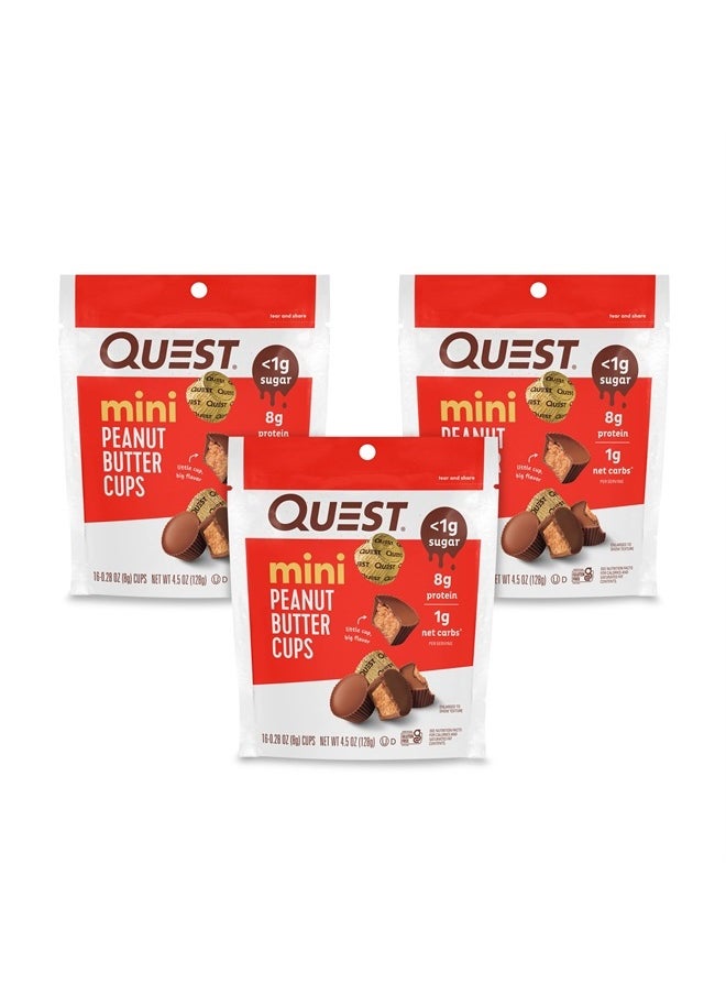 QUEST NUTRITION - Mini Peanut Butter Cups, High Protein, Low Carb, Gluten Free, 16 Count (Pack of 3) - Image 1
