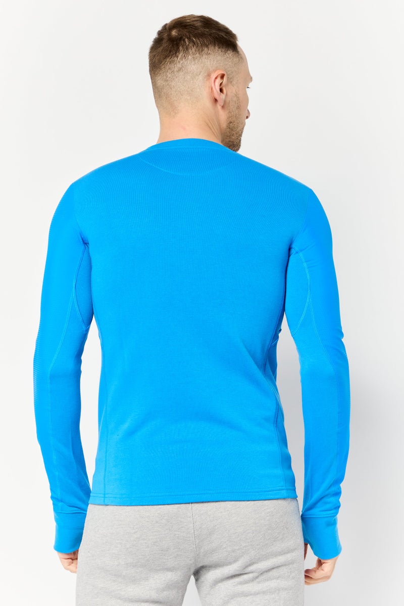 Adidas Men Regular Fit Brand Logo Long Sleeves Running T-Shirt, Blue - Image 4