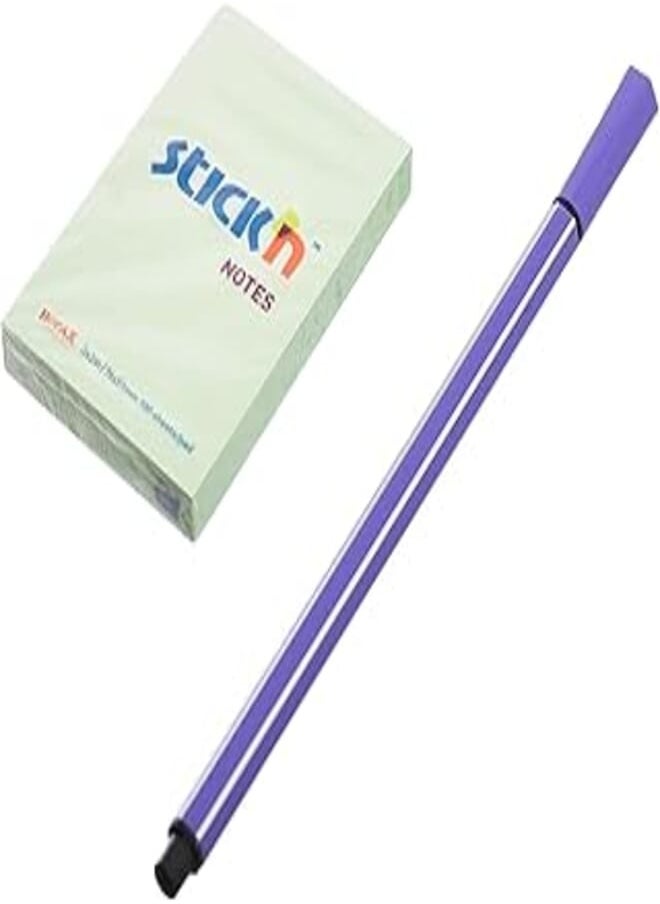 Hopax Hopax Stickin High Quality Sticky Notes Size 76 * 76 mm 100 Sheets with Pen for Tasks, Messages and Notes - Multi Color 