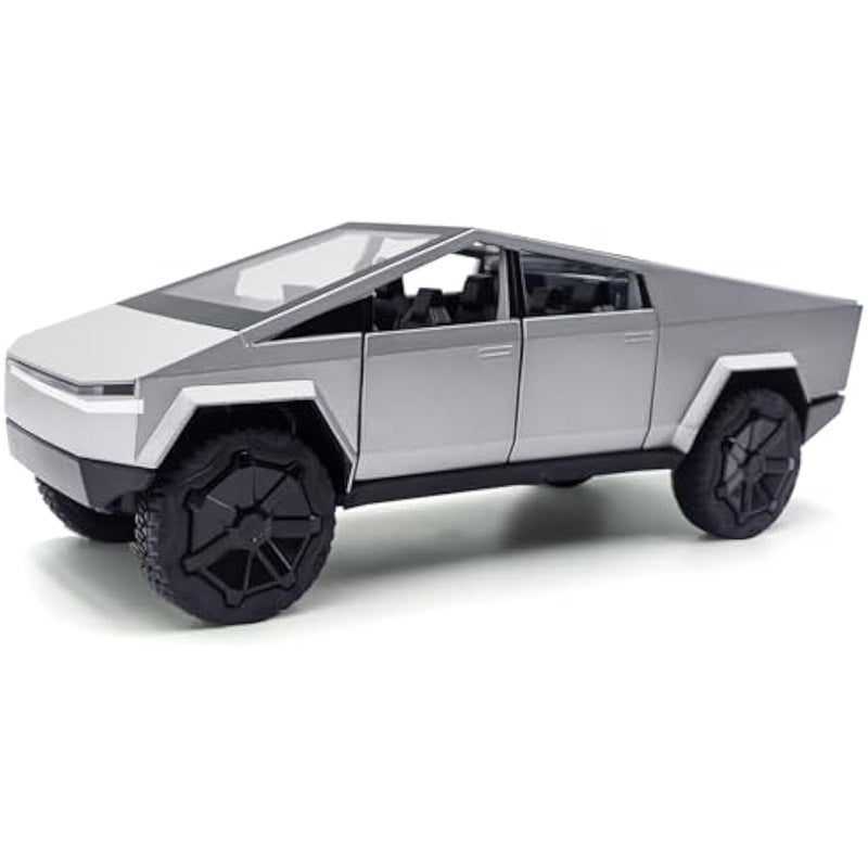 Cybertruck Model: 1/32 Diecast Metal Toy Trucks with Lights and Sounds, Mini Vehicles Toys for Boys, Ages 3 and Up (Silver) - Image 2
