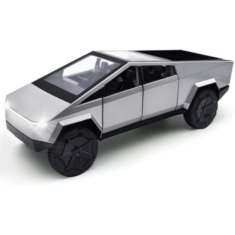 Cybertruck Model: 1/32 Diecast Metal Toy Trucks with Lights and Sounds, Mini Vehicles Toys for Boys, Ages 3 and Up (Silver) - Image 1
