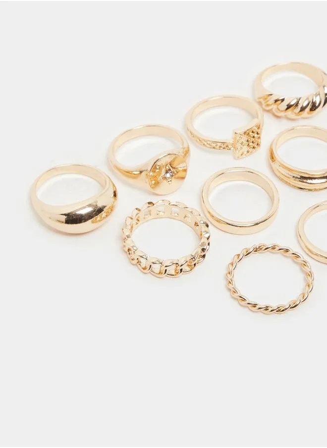 ستايلي Set of 9 - Textured Assorted Rings