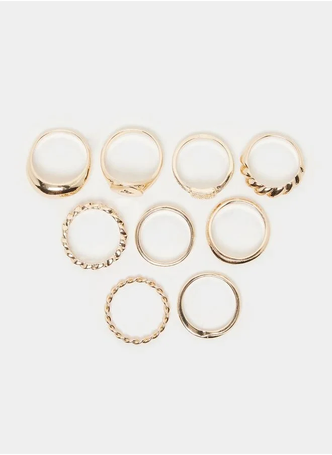 ستايلي Set of 9 - Textured Assorted Rings