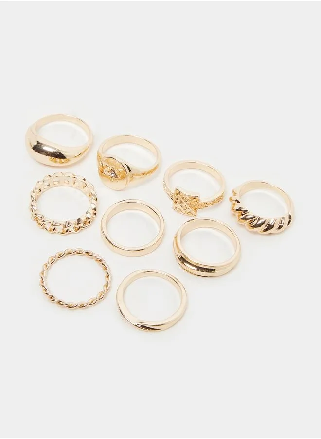 ستايلي Set of 9 - Textured Assorted Rings