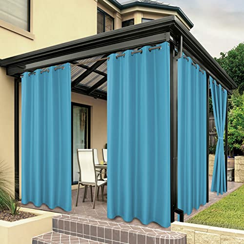 BONZER Outdoor Curtains for Patio Water Resistant Heavy Privacy Light Filtering Grommet Outside Curtains for Porch, Pergola, Gazebo, 1 Panel, 54W x 84L inch, Teal - Image 1