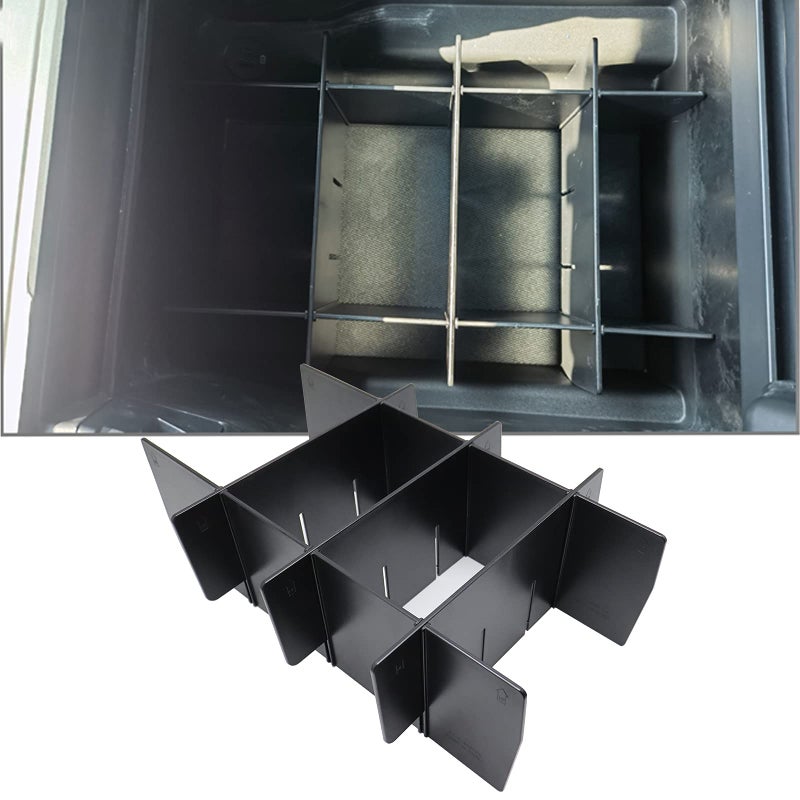 SENSHINE Center Console Organizer Divider for Ford F150 2021 2022 2023 2024 2025 Accessories Insert Armrest Interlock Secondary Storage Tray Box ABS Material