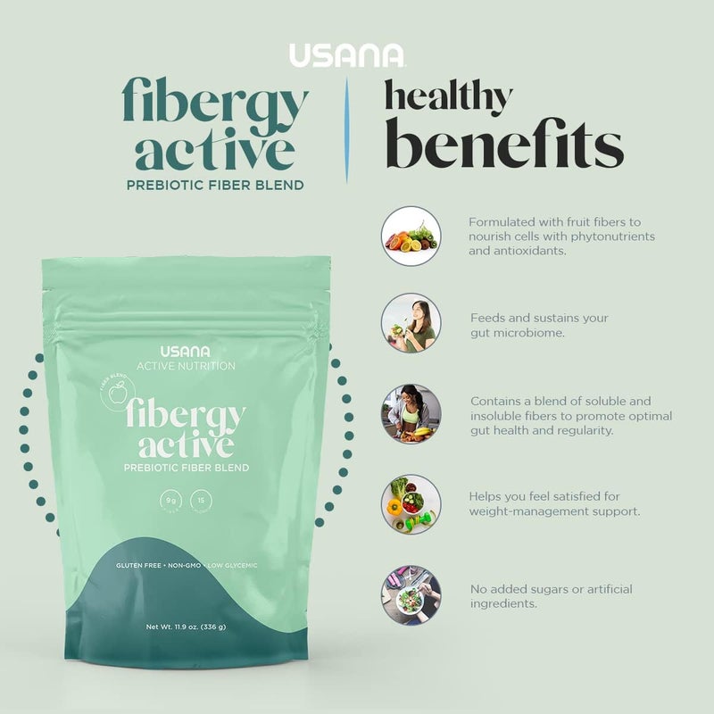 USANA Fibergy Active with Prebiotic Fiber for Gut Health  NonGMO  Gluten Free  Low Glycemic  336 Grams  28 Servings - Image 5