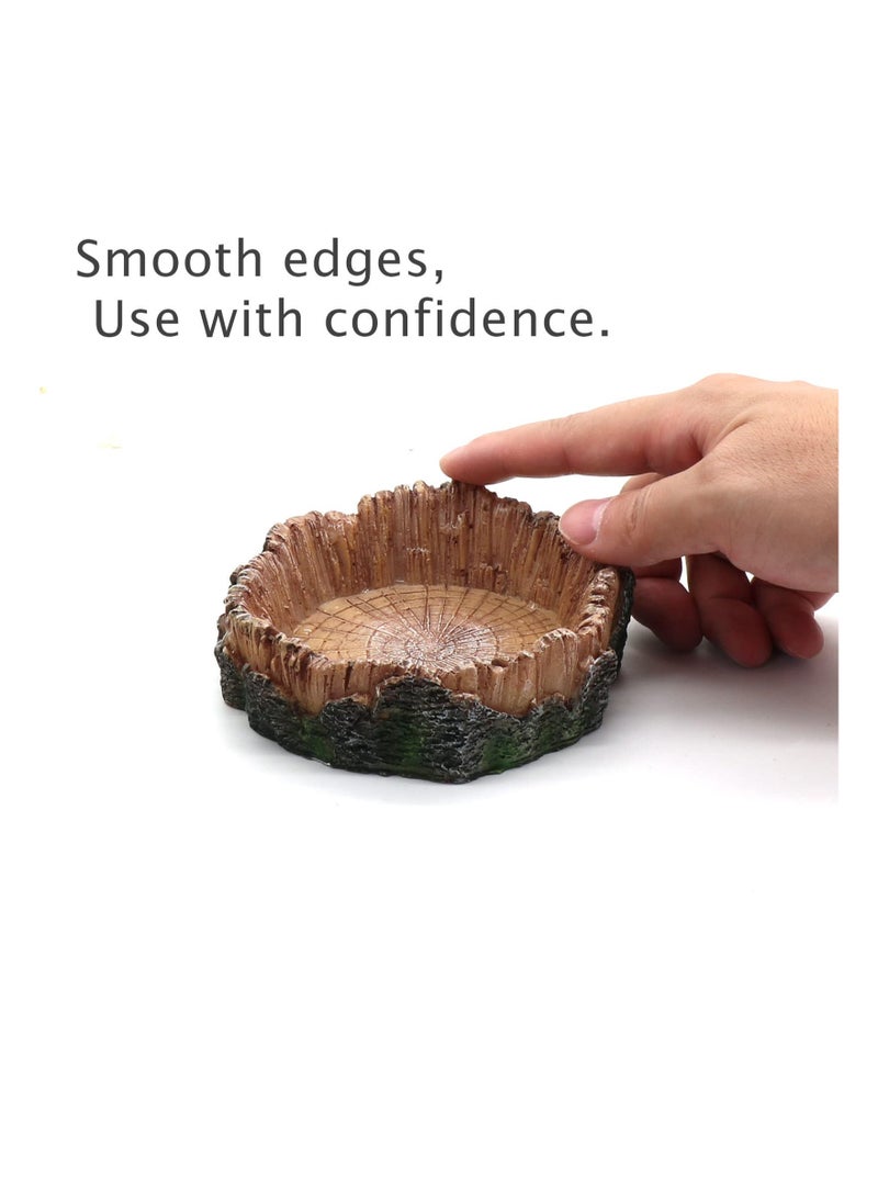 SYOSI - Reptile Feeder, Reptile Water Dish Food Bowls, Artificial Tree Trunk Reptile Tank Decor Bowl, for Leopard Gecko Lizard Spider Scorpion, Amphibian Feeding Bowl Decor (2PCS) - Image 1