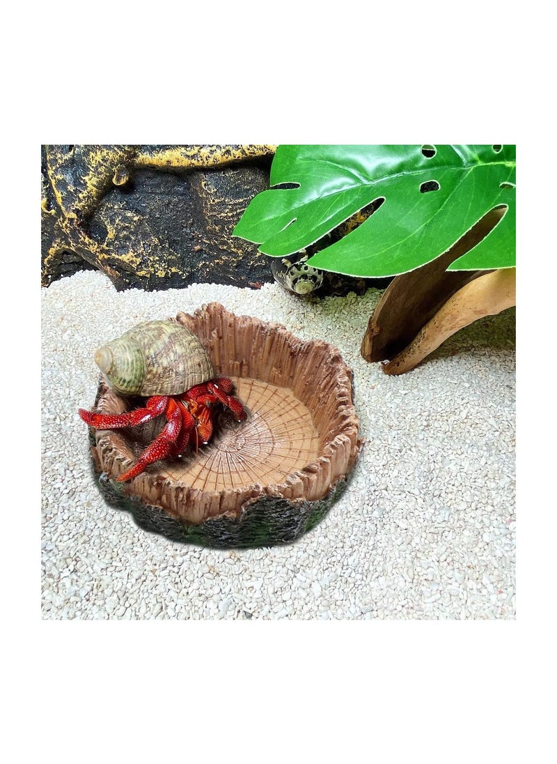 SYOSI - Reptile Feeder, Reptile Water Dish Food Bowls, Artificial Tree Trunk Reptile Tank Decor Bowl, for Leopard Gecko Lizard Spider Scorpion, Amphibian Feeding Bowl Decor (2PCS) - Image 1