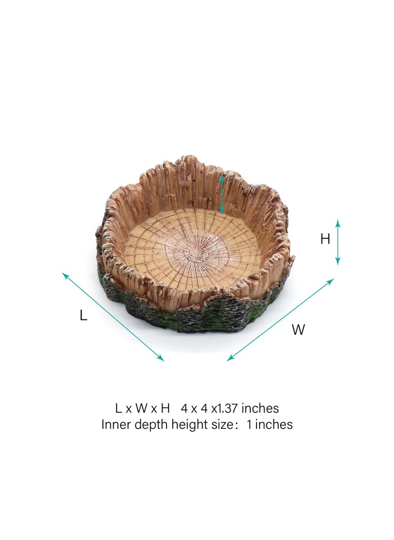 SYOSI - Reptile Feeder, Reptile Water Dish Food Bowls, Artificial Tree Trunk Reptile Tank Decor Bowl, for Leopard Gecko Lizard Spider Scorpion, Amphibian Feeding Bowl Decor (2PCS) - Image 1