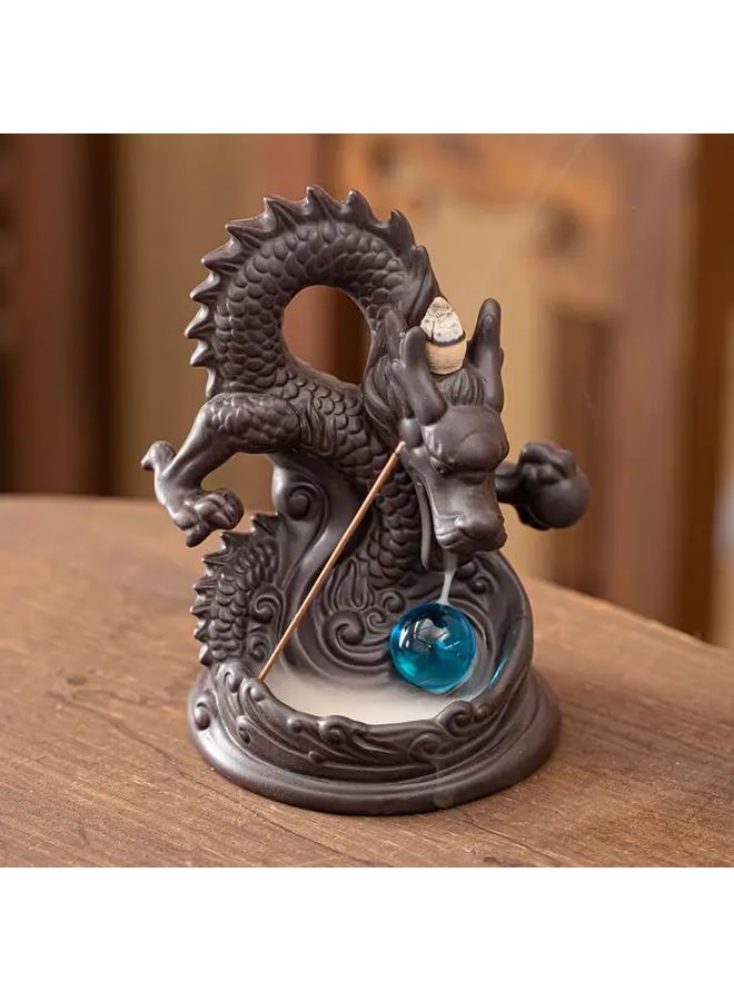 Chinese Dragon Incense Holder Ceramic Backflow Cone With Gemstone For Home Decor - Image 5