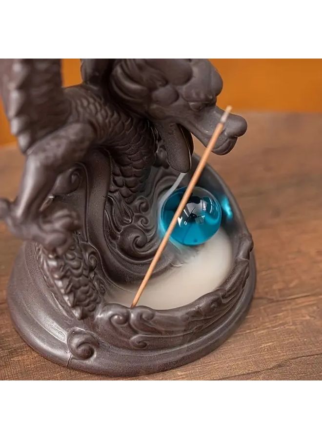 Chinese Dragon Incense Holder Ceramic Backflow Cone With Gemstone For Home Decor - Image 4