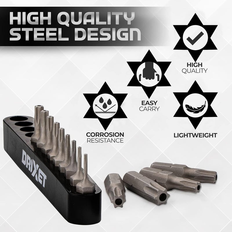 Ram-Pro 15Pc Torx Star 6 Point, Security Tamper Proof, Driver Bit Set - T5, 6,7,8,9,10,15,20,25,27,30,35,40,45,50 – Multifunction Damage/Shear Resistant Hollow Torque Kit - Image 3