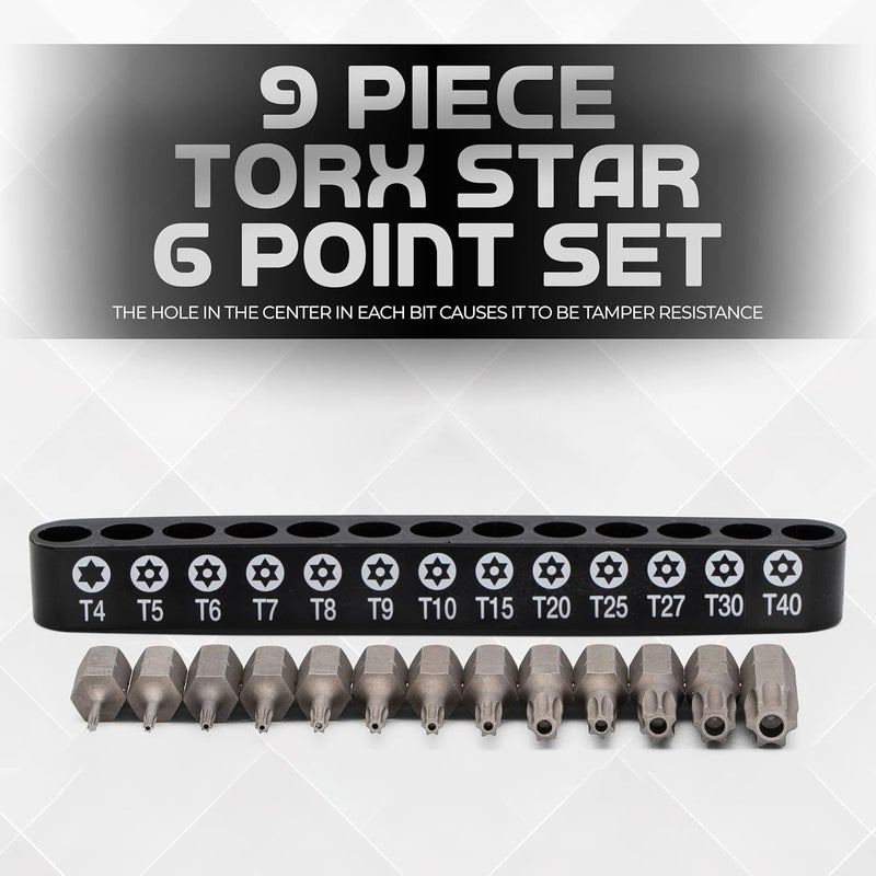 Ram-Pro 15Pc Torx Star 6 Point, Security Tamper Proof, Driver Bit Set - T5, 6,7,8,9,10,15,20,25,27,30,35,40,45,50 – Multifunction Damage/Shear Resistant Hollow Torque Kit - Image 4