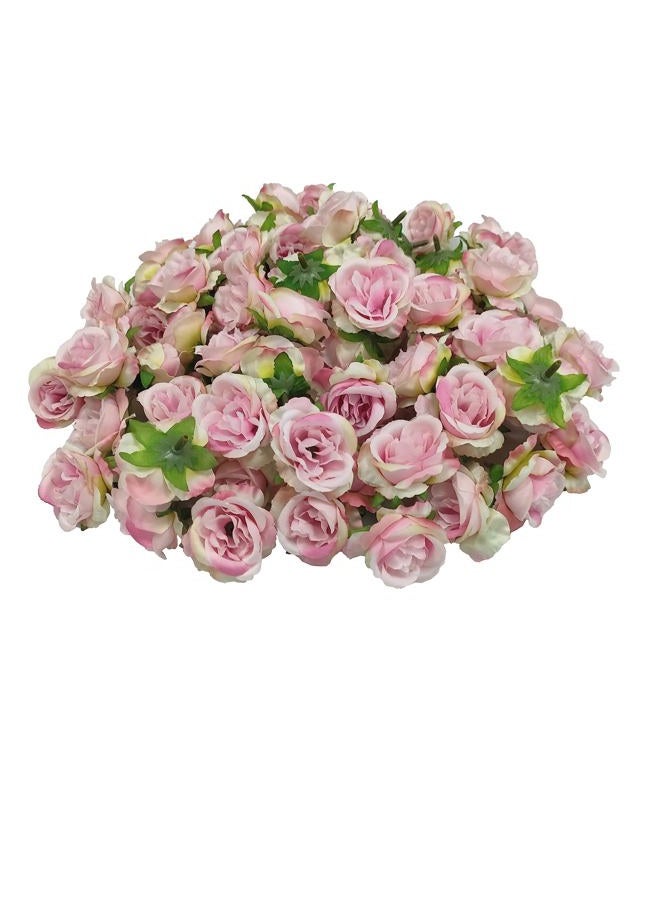 ATFL 2.2''Artificial Satin Rose Flower Heads,80Pcs Silk Rose Heads Bulk,Pink Rose Artificial Flowers Bulk,Artificial Stemless Rose Flower Heads for DIY Crafts Bouquet (80, Pink) - Image 1