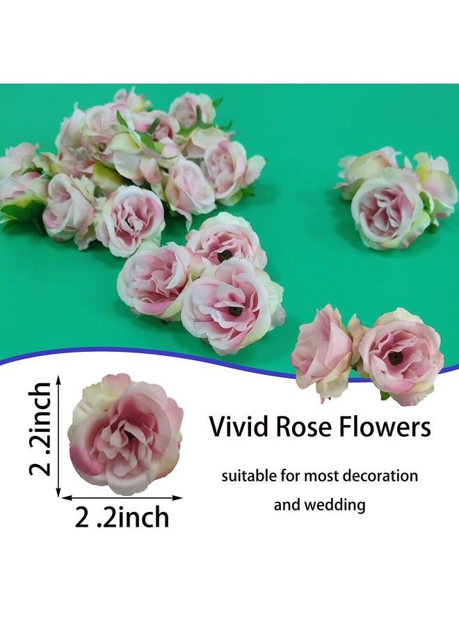 ATFL 2.2''Artificial Satin Rose Flower Heads,80Pcs Silk Rose Heads Bulk,Pink Rose Artificial Flowers Bulk,Artificial Stemless Rose Flower Heads for DIY Crafts Bouquet (80, Pink) - Image 3