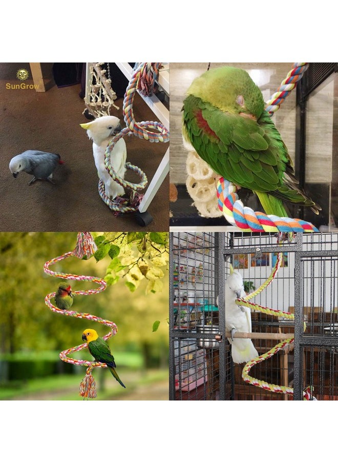 SunGrow - SunGrow Rope Perch for Parrots, 59 Inches Metre Long, Bungee Bird Toy, Brightly Colored Handmade Chew Toy, Spiral Design with Jingling Bell - Image 1