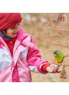 SunGrow SunGrow Rope Perch for Parrots, 59 Inches Metre Long, Bungee Bird Toy, Brightly Colored Handmade Chew Toy, Spiral Design with Jingling Bell  - Image 3